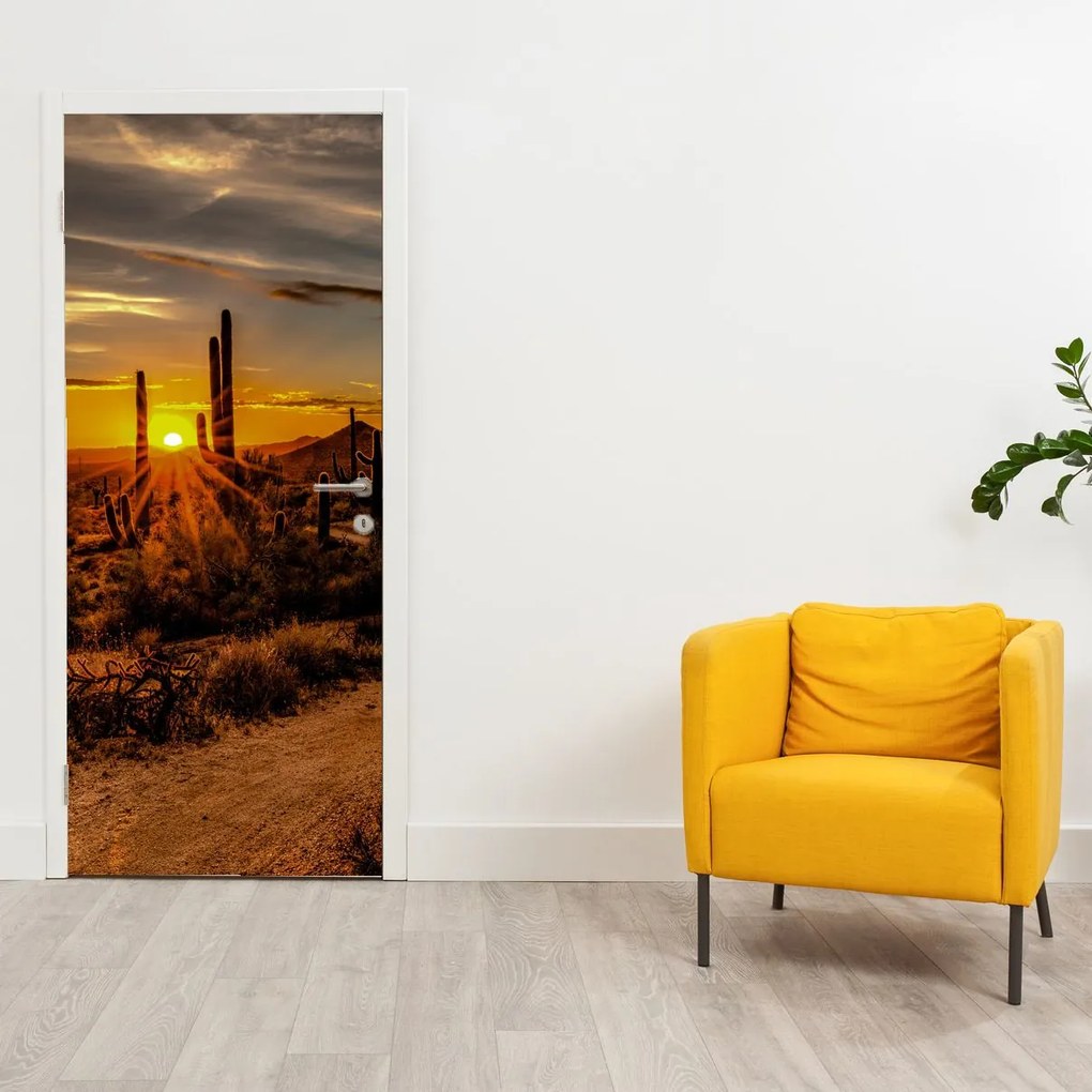 Fototapeta na dvere - Koniec dňa v arizonskej púšti (95x205cm)