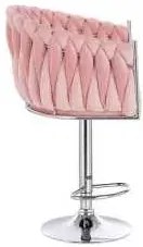 LuxuryForm DESIGN Barová stolička NORDEN VELUR na striebornom tanieri - ružová