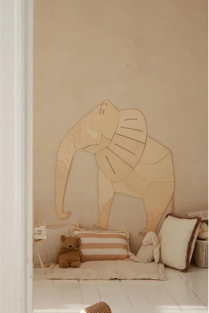 Drevená nástenná dekorácia Slon – safari v detskej izby S