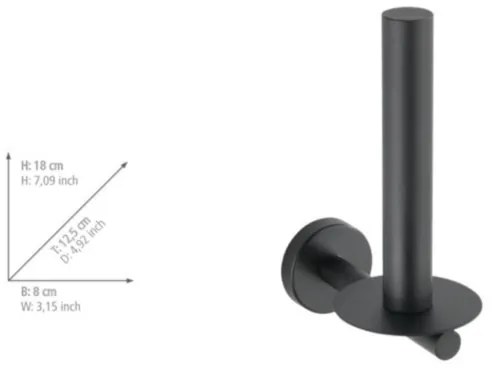 WENKO 24262100-Držiak toaletného papiera BOSIO BLACK 8x18 cm nerez/strieborný