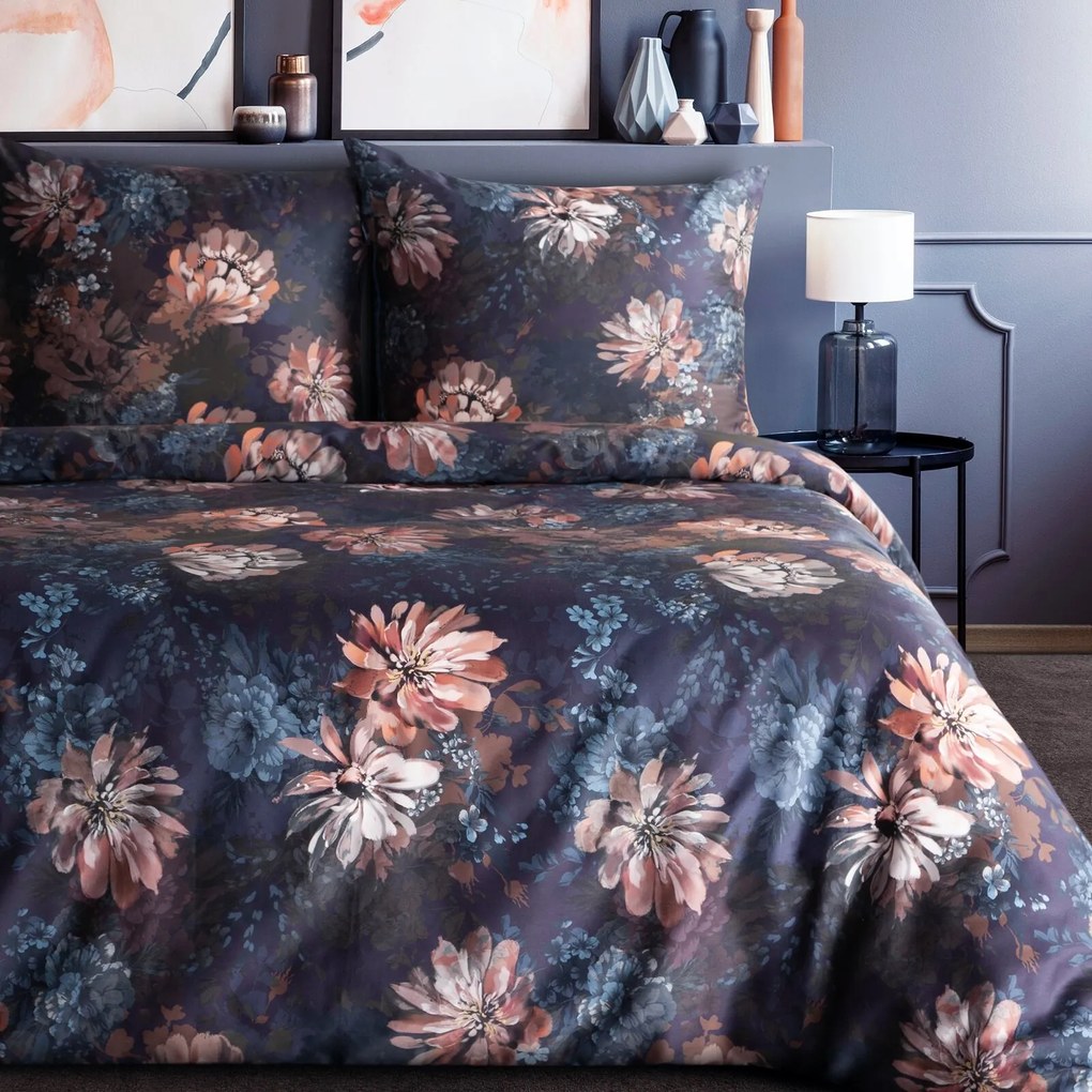 MAKOSATÉNOVÉ OBLIEČKY REINA50 160X200 CM, 2 KS 70X80 CM KVETY