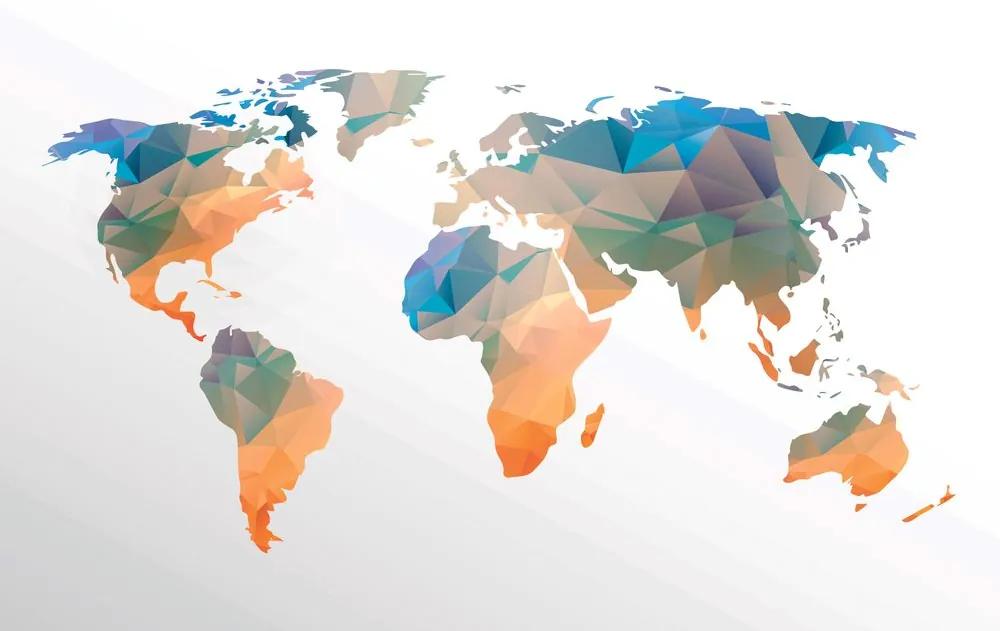 Samolepiaca tapeta polygonálna mapa sveta