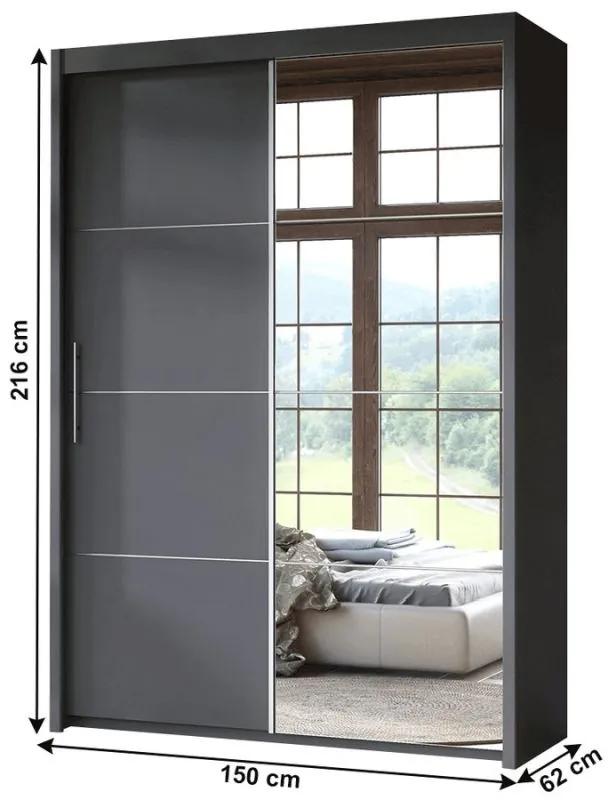 Kondela Skriňa s posúvacími dverami, 150 cm, sivá, KAIPO