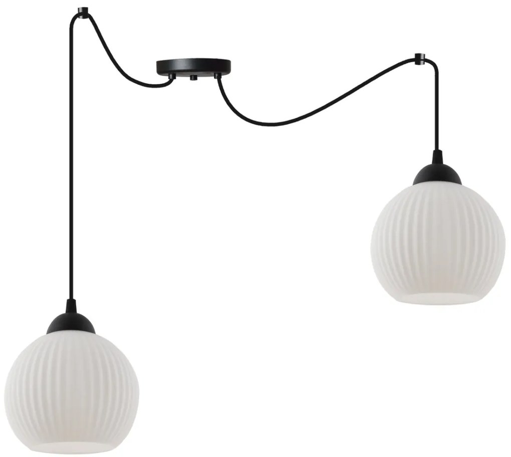 Závesné svietidlo Riffle Round Spider, 2x biele sklenené tienidlo, b