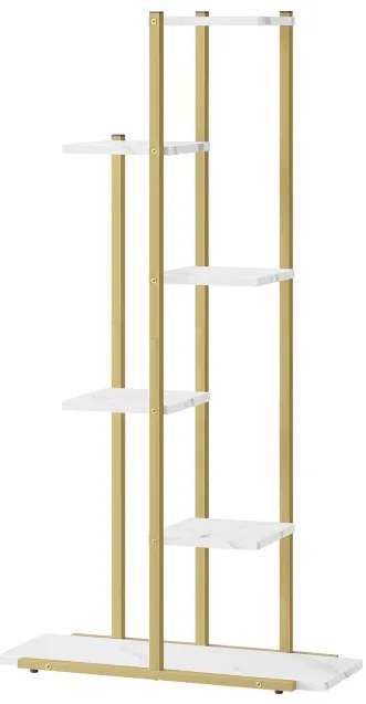 Stojan na kvety so šiestimi policami - mramor / zlaté nohy