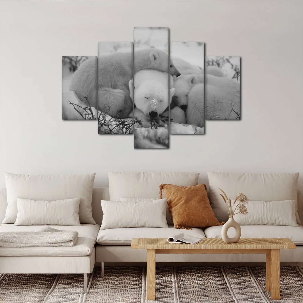 Obraz - Ľadové medvedíky, čiernobiela (150x105 cm)