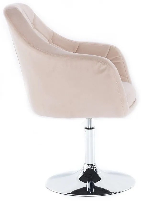 LuxuryForm DESIGN Kreslo ANDORA VELUR na striebornom tanieri - krémové