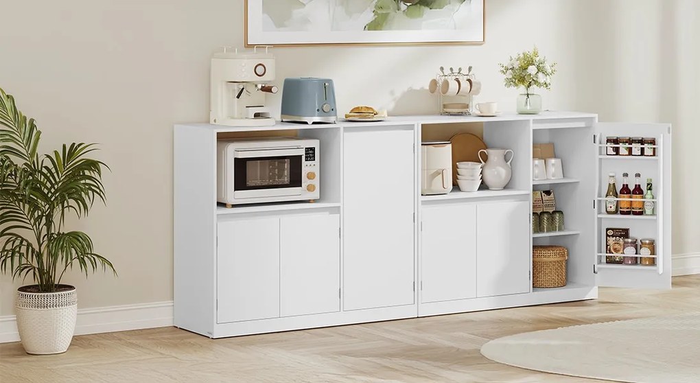 Kuchynský regál s integrovanou napájacou lištou Vasagle Morja 90 cm biely