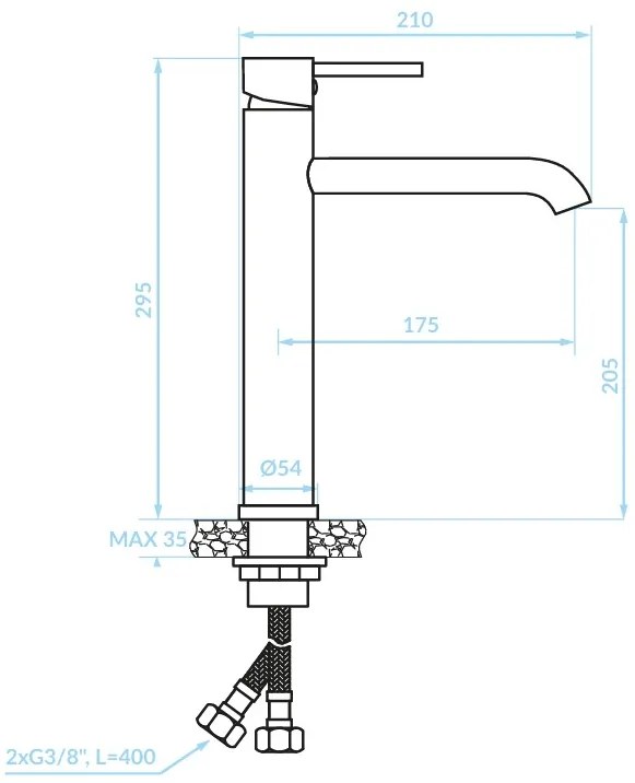 Kuchinox Noia, vysoká umývadlová batéria h-295, čierna matná, LAV-BNK_72NA