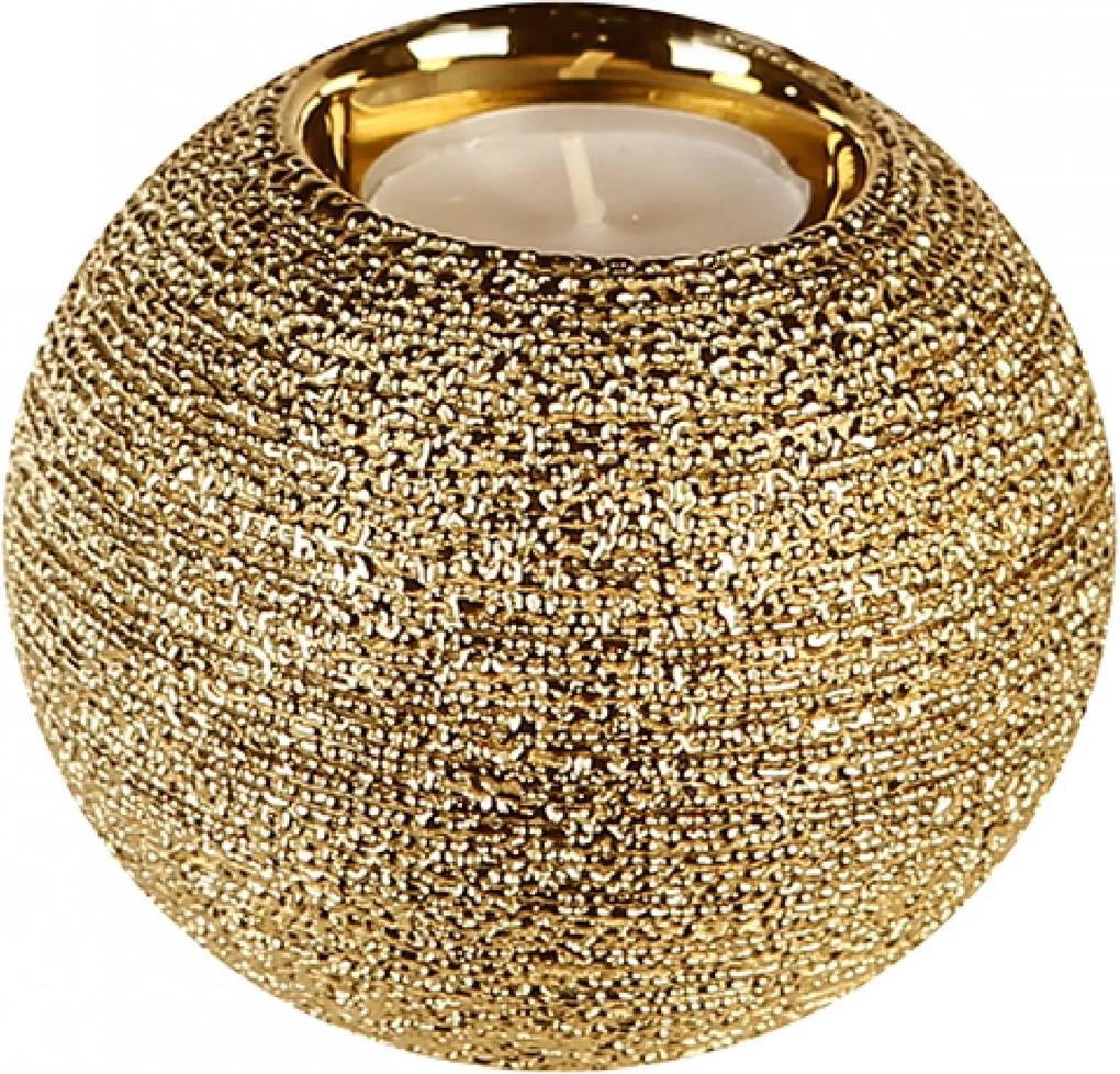 Keramický čajový svietnik Miro, 10 cm, zlatá