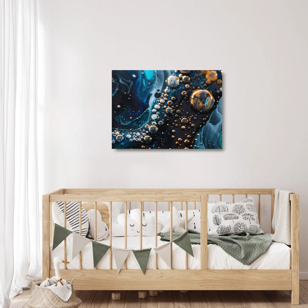 Sklenený obraz - Atramentové kvapky (70x50 cm)