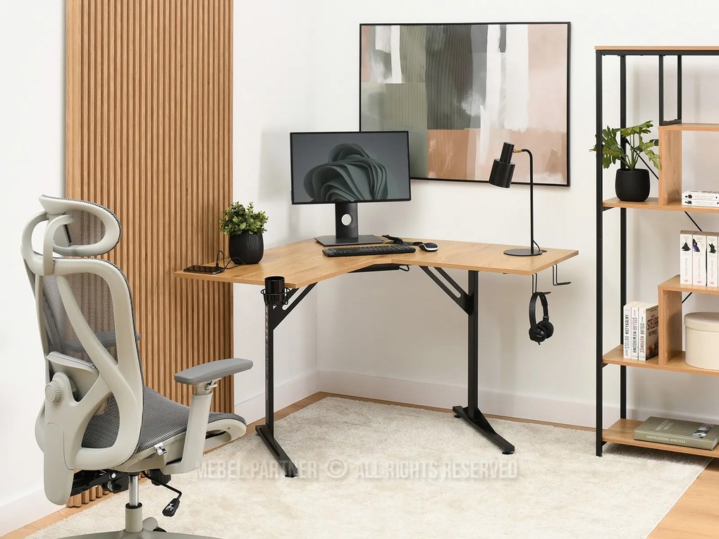 PC stolík Matts C (dub + čierna). Akcia -22%. Vlastná spoľahlivá doprava až k Vám domov. 1109795