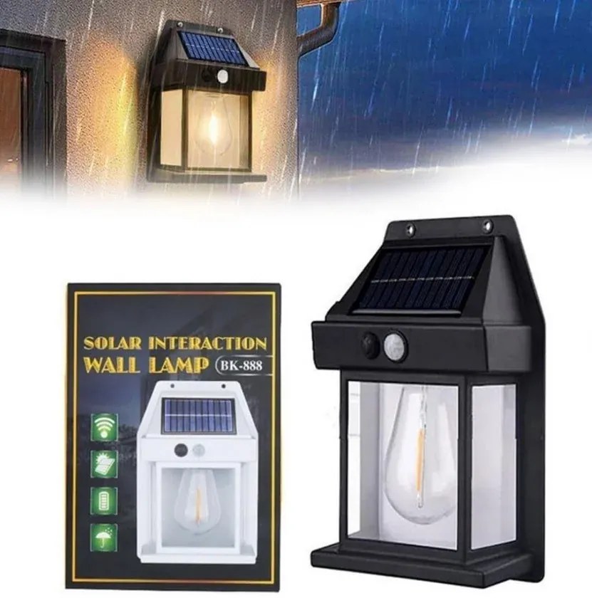 Solárna záhradná nástenná lampa Solar Interaction 888 - čierna - Čierna