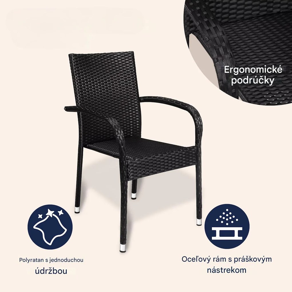 InternetovaZahrada Ratanové stoličky Comfort 4 ks - čierna