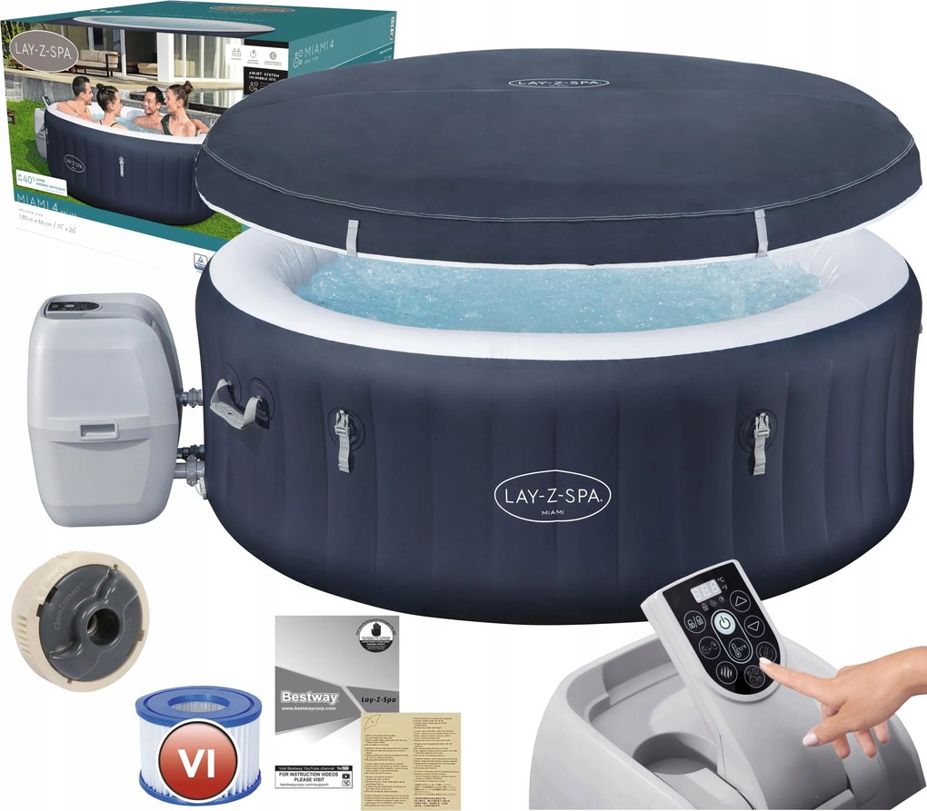Nafukovacie záhradné Spa AirJet Miami 4-miestna hydromasáž Bestway