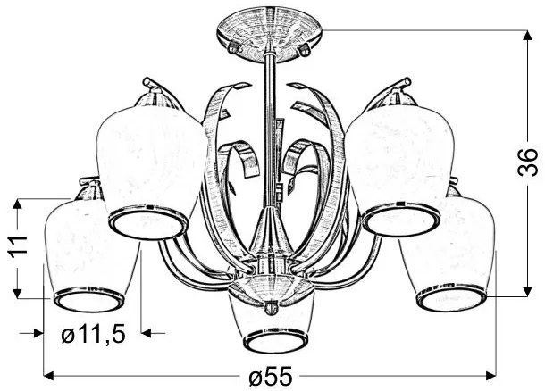 Candellux OPERA Luster 5X60W E27 Patina 35-54968