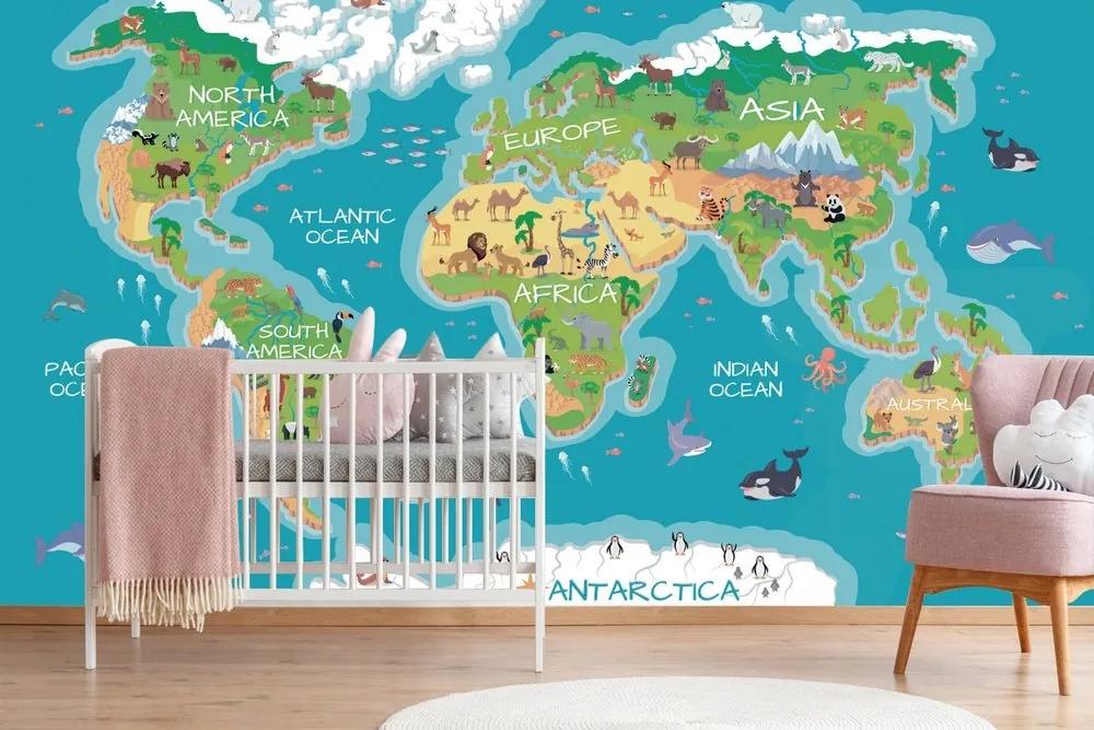 Tapeta zemepisná mapa sveta pre deti - 300x200