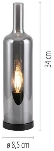 JUST LIGHT. 14006-25 - Stolová lampa BOTTLE 1xE14/25W/230V čierna/dymová