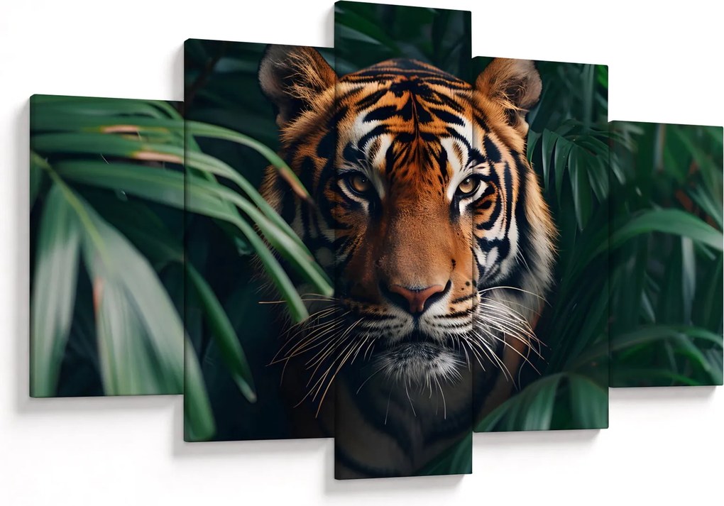 Obraz - Portrét tigra v džungli (150x105 cm)