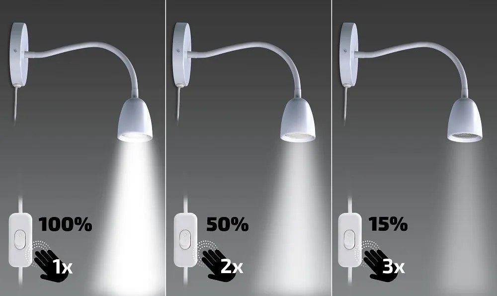 Nástenná LED lampička stmievacia 4 W, biela