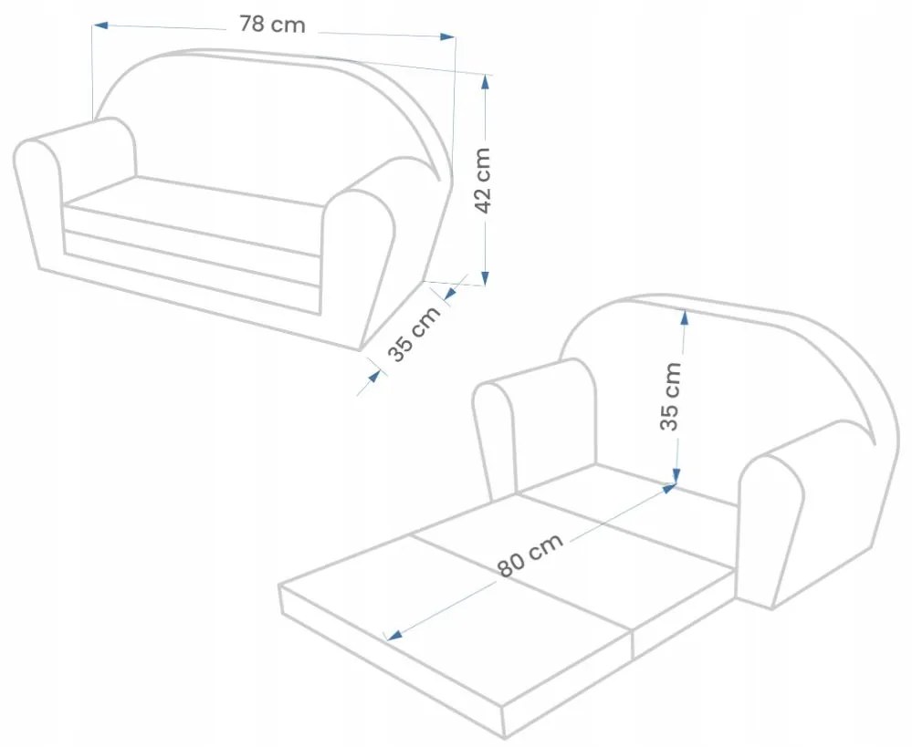 Detská rozkladacia MINI pohovka Stavebné stroje - šedá