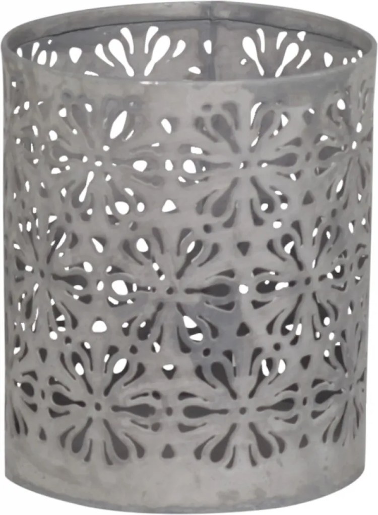 Zinkový antik svietnik s kvetmi Flowers - Ø 8*10cm