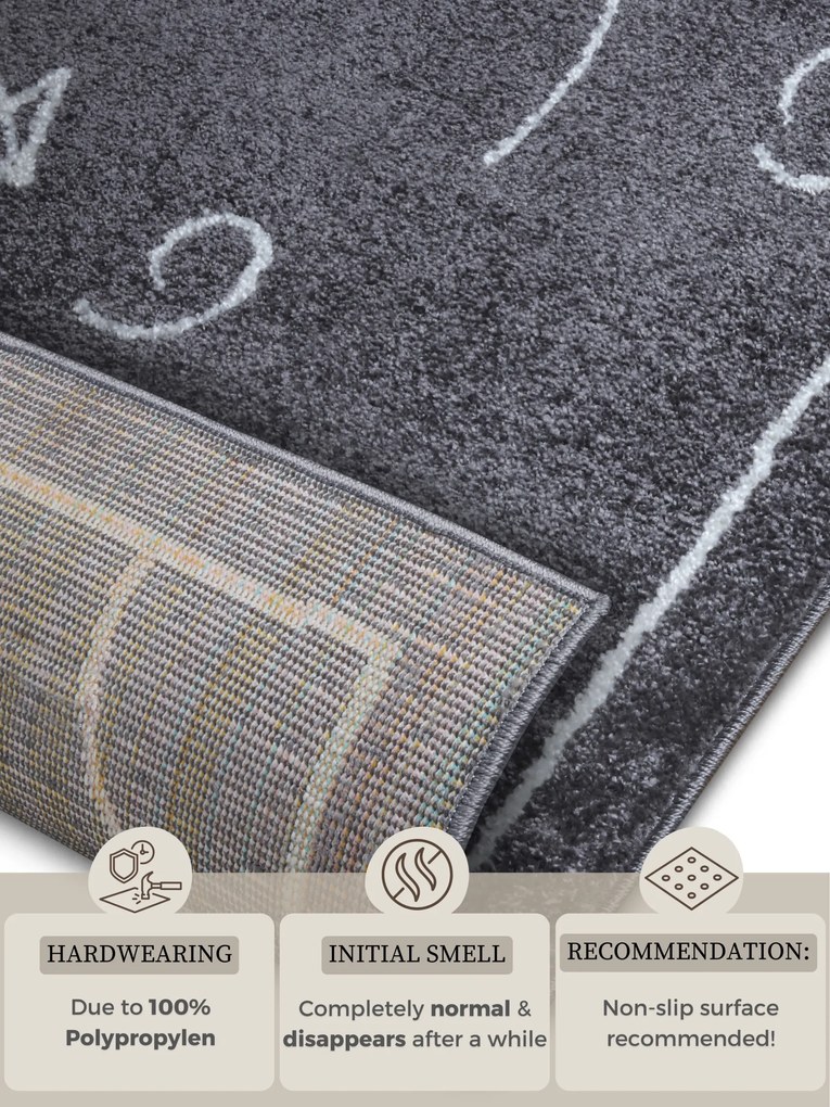 Detský koberček Adventures 105949 Darkgrey, 120x170, šedá, detská izba, Hanse Home
