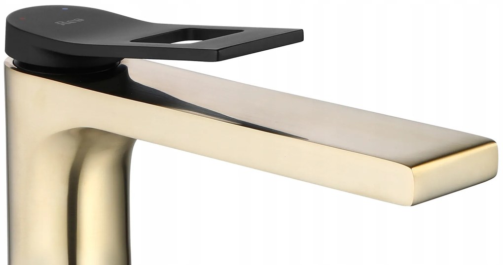 Umývadlová batéria Rea SOUL - kartáčovaná zlatá/čierna - vysoká