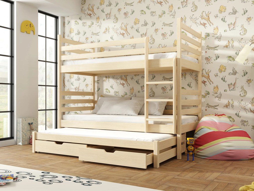 Detská posteľ 90 x 200 cm TORI (s roštom a úl. priestorom) (borovica). Akcia -20%. Vlastná spoľahlivá doprava až k Vám domov. 1013328