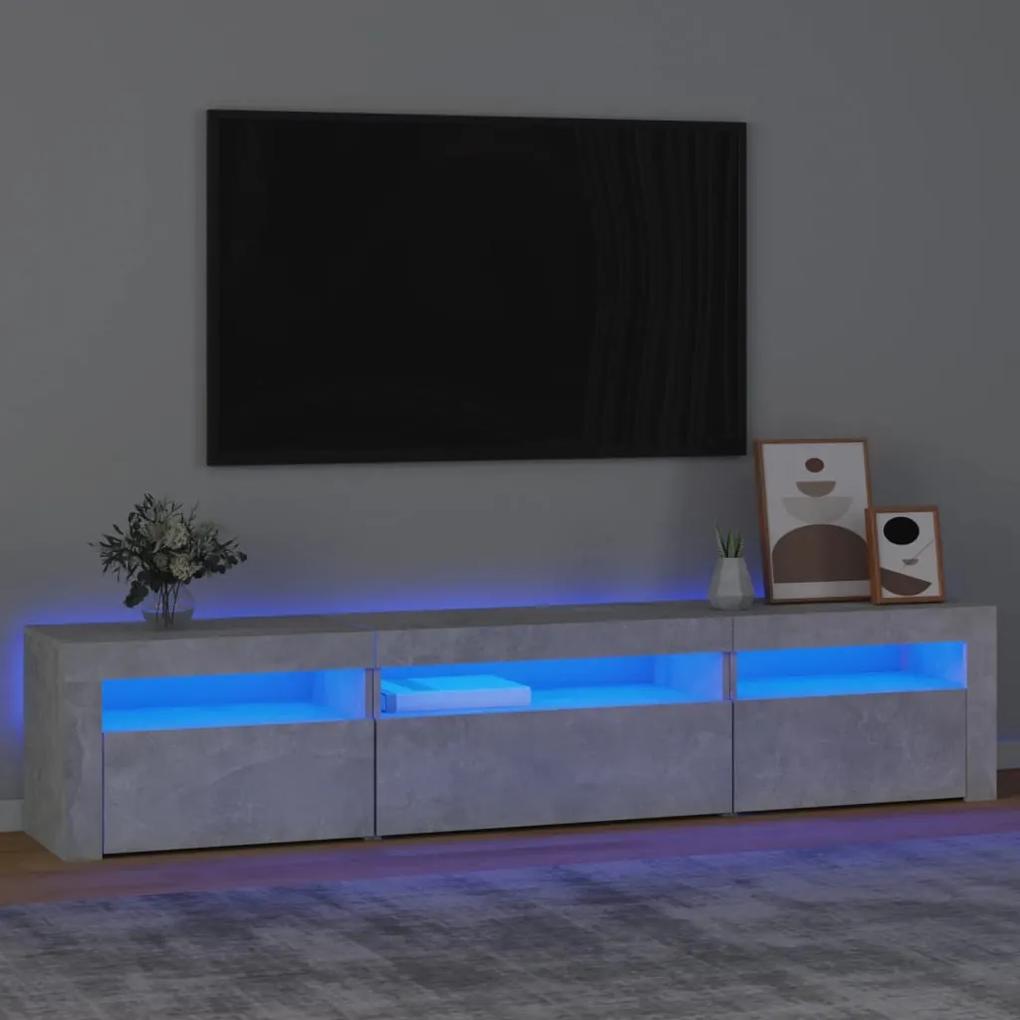 TV skrinka s LED svetlami betónová sivá 195x35x40 cm