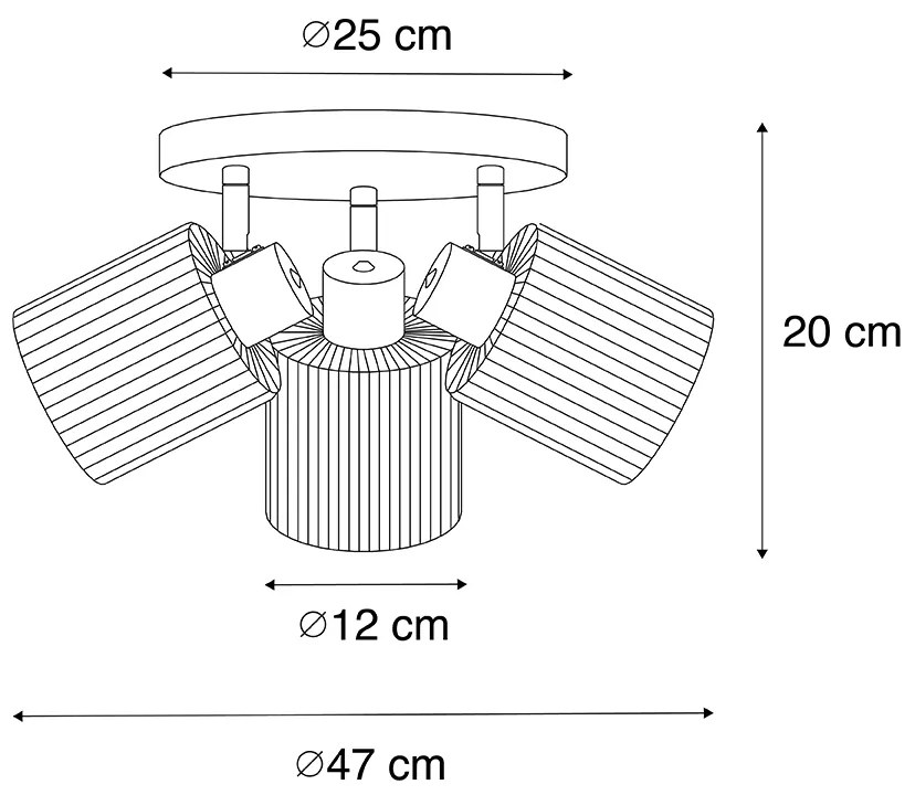 Stropné bodové svetlo zlaté so sklom 3-žiarovkové nastaviteľné okrúhle - Laura