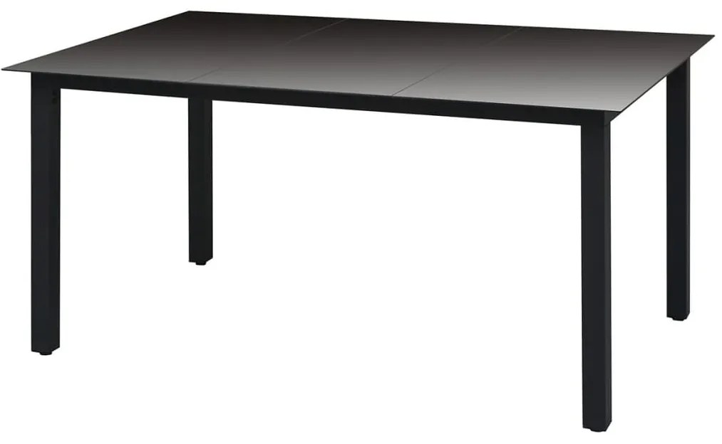 vidaXL Záhradný stôl, čierny 150x90x74 cm, hliník a sklo