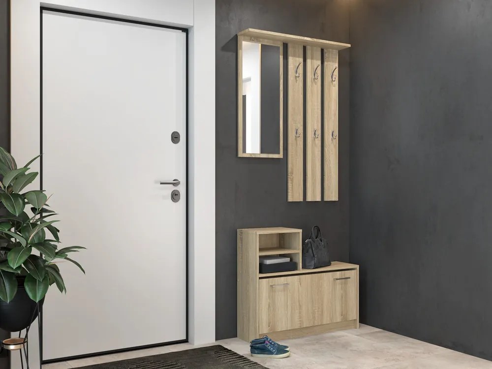 Predsieňová zostava Vayan 1 (dub sonoma) (so zrkadlom). Akcia -20%. Vlastná spoľahlivá doprava až k Vám domov. 1132527