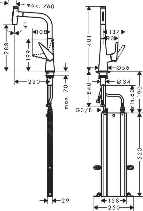 Hansgrohe Talis Select M51, drezová batéria M5117-H300 s výsuvnou spŕškou, sBOX, chrómová, HAN-73867000