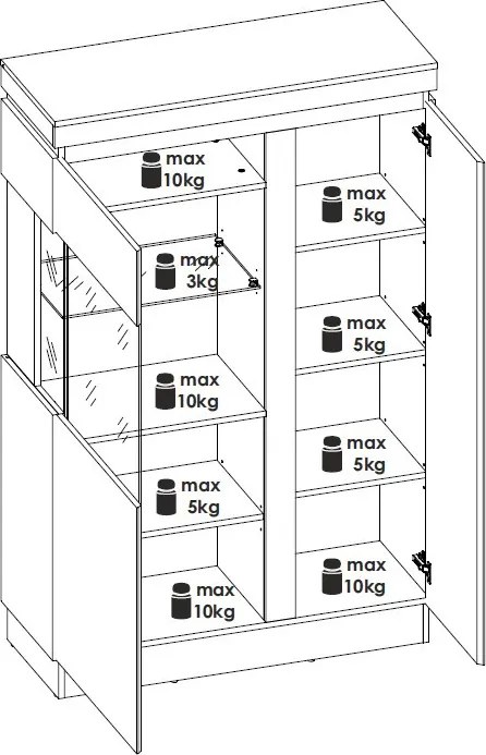 Nízká vitrína Corte, dub coast/tmavo šedá