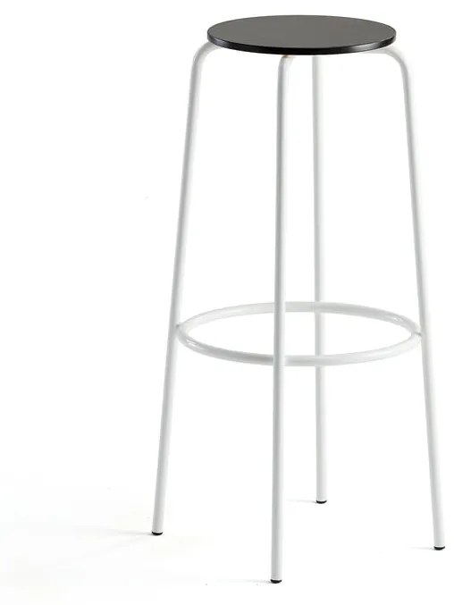 Barová stolička TIMMY, biely rám, čierny sedák, V 830 mm