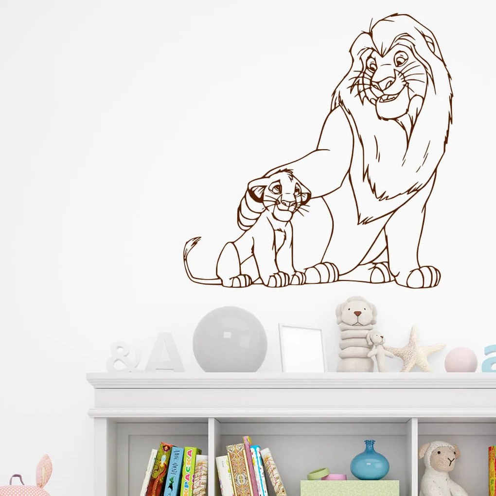 Veselá Stena Samolepka Mufasa a Simba Leví kráľ Farba: modrá, Veľkosť: 80 x 81 cm