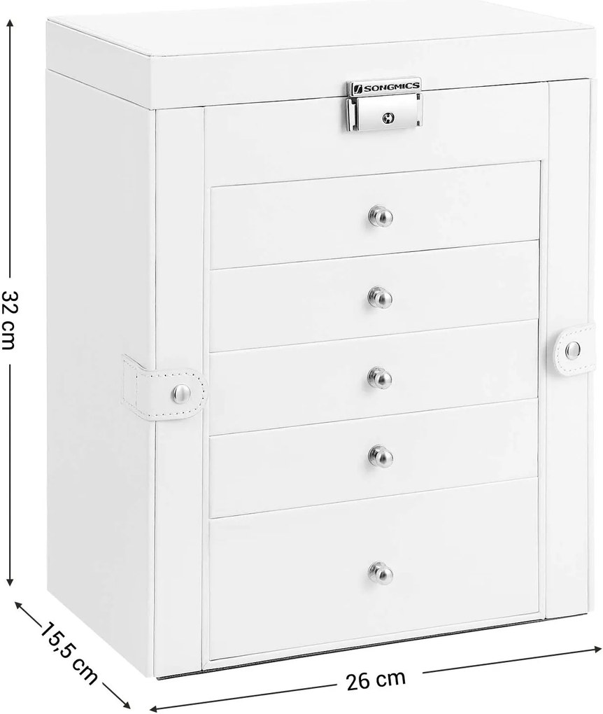 Šperkovnica Livia2, 32x26x15,5 cm, biela