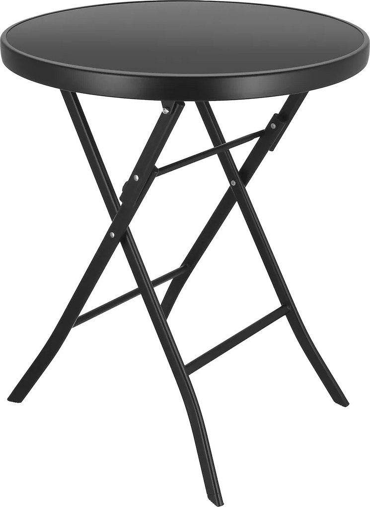JU Skladací stolík s priemerom 60 cm, čierny