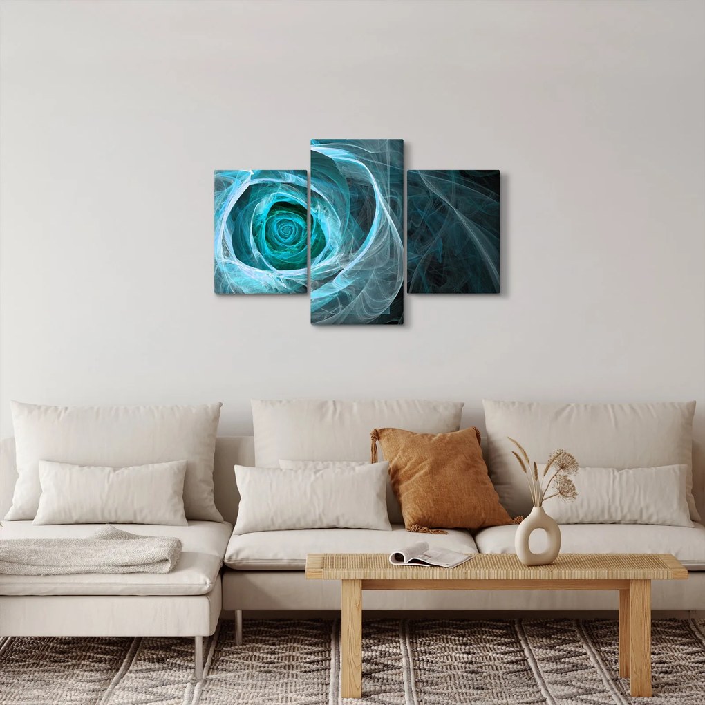 Obraz - Abstraktné ruže modrá s čiernym pozadím (90x60 cm)
