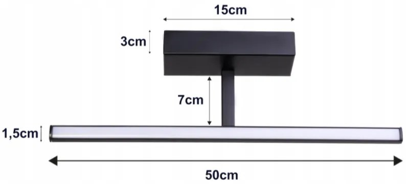 BERGE Nástenné svietidlo LED do kúpeľne - 50 cm - 12 W čierne