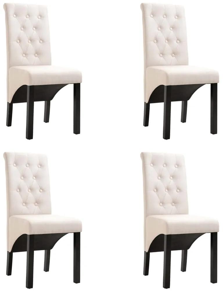 vidaXL Jedálenské stoličky 4 ks krémové látkové