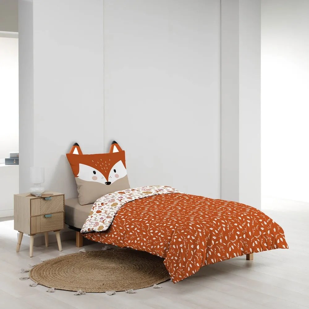 Biele/v terakotovej farbe bavlnené detské obliečky na jednolôžko 140x200 cm Roxy – douceur d'intérieur