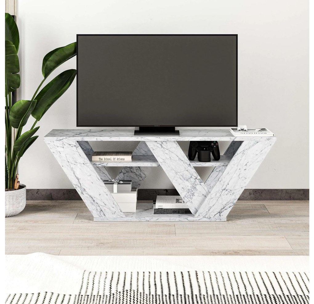 TV stolík Parvati (mramor carrara). Akcia -20%. Vlastná spoľahlivá doprava až k Vám domov. 1102466