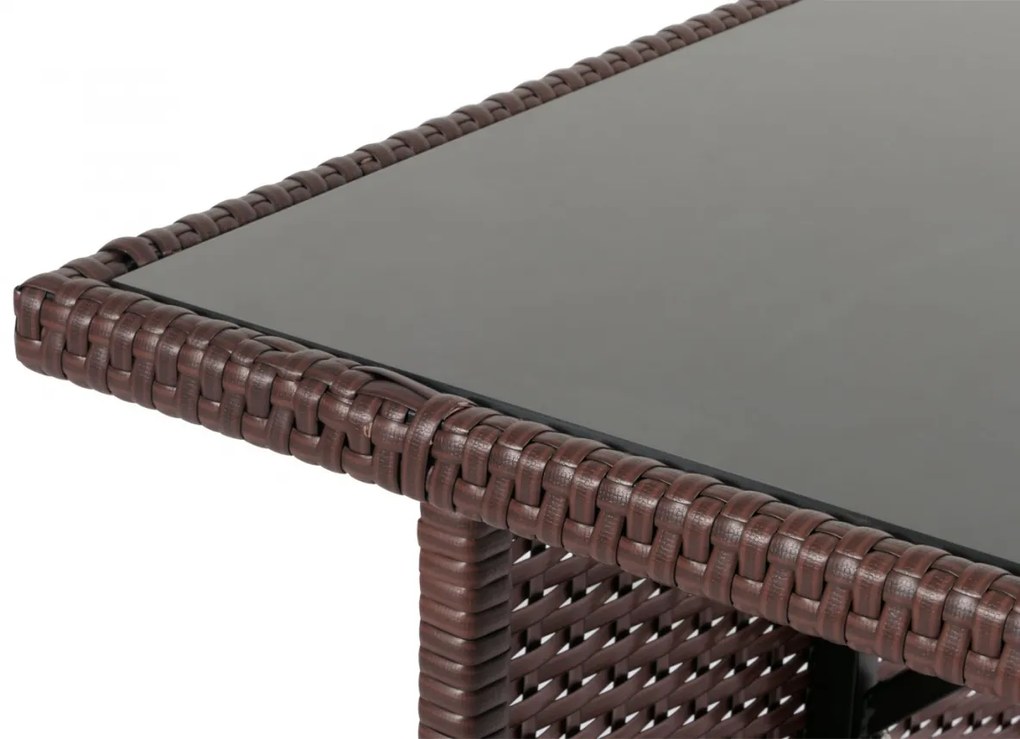 Polyratanový jedálenský stôl HWC-G16, 112x60cm - hnedá