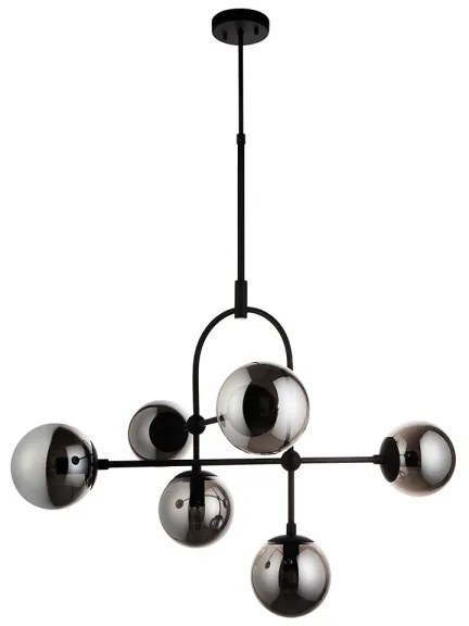 Endon 106661 - Luster na tyči ONTARIO 6xE14/7W/230V čierna/dymová čierna