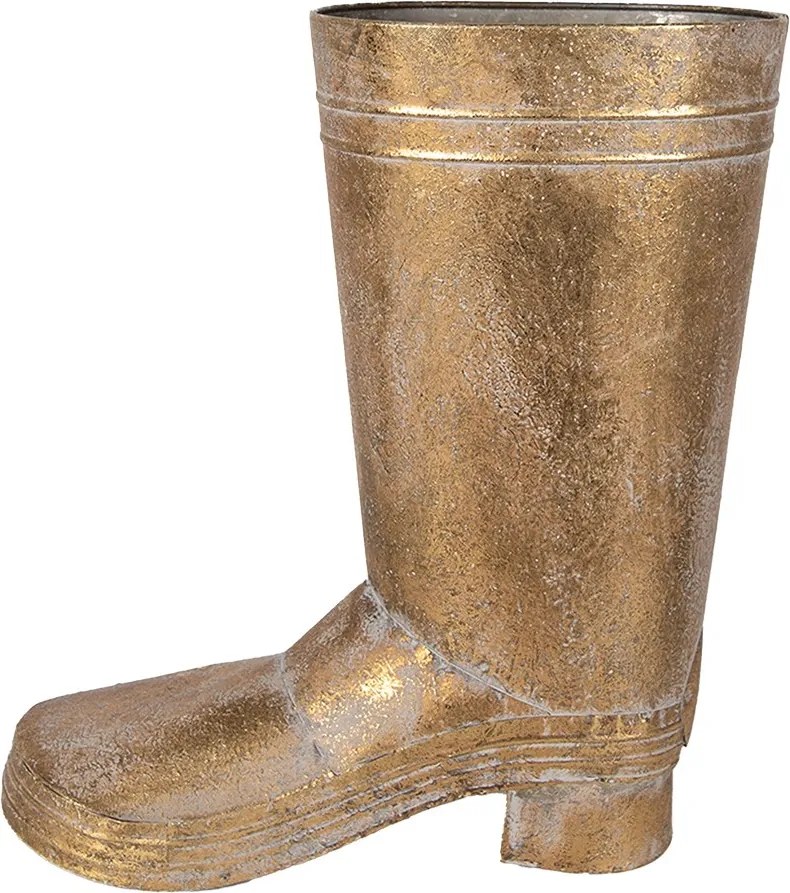 Zlatý starožitný dekoratívny kvetináč bota - 30*15*37 cm