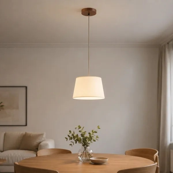 Závesný luster AIDA na lanku 1xE27/15W/230V pr. 25 cm dub/krémová