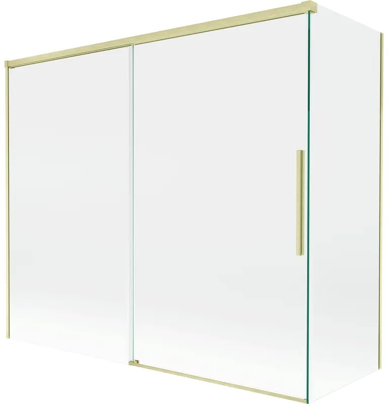 Mexen Rox, 2-krídlová posuvná vaňová zástena 180 + 90 x 150 cm, 8mm číre sklo, zlatý matný profil, 8C9-180-090-55-00