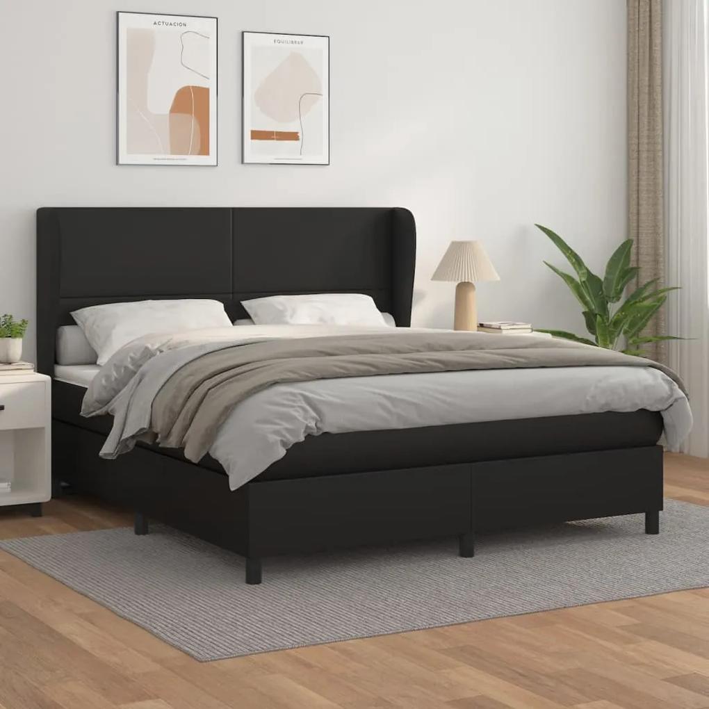 Boxspring posteľ s matracom čierna 160x200 cm umelá koža 3128919